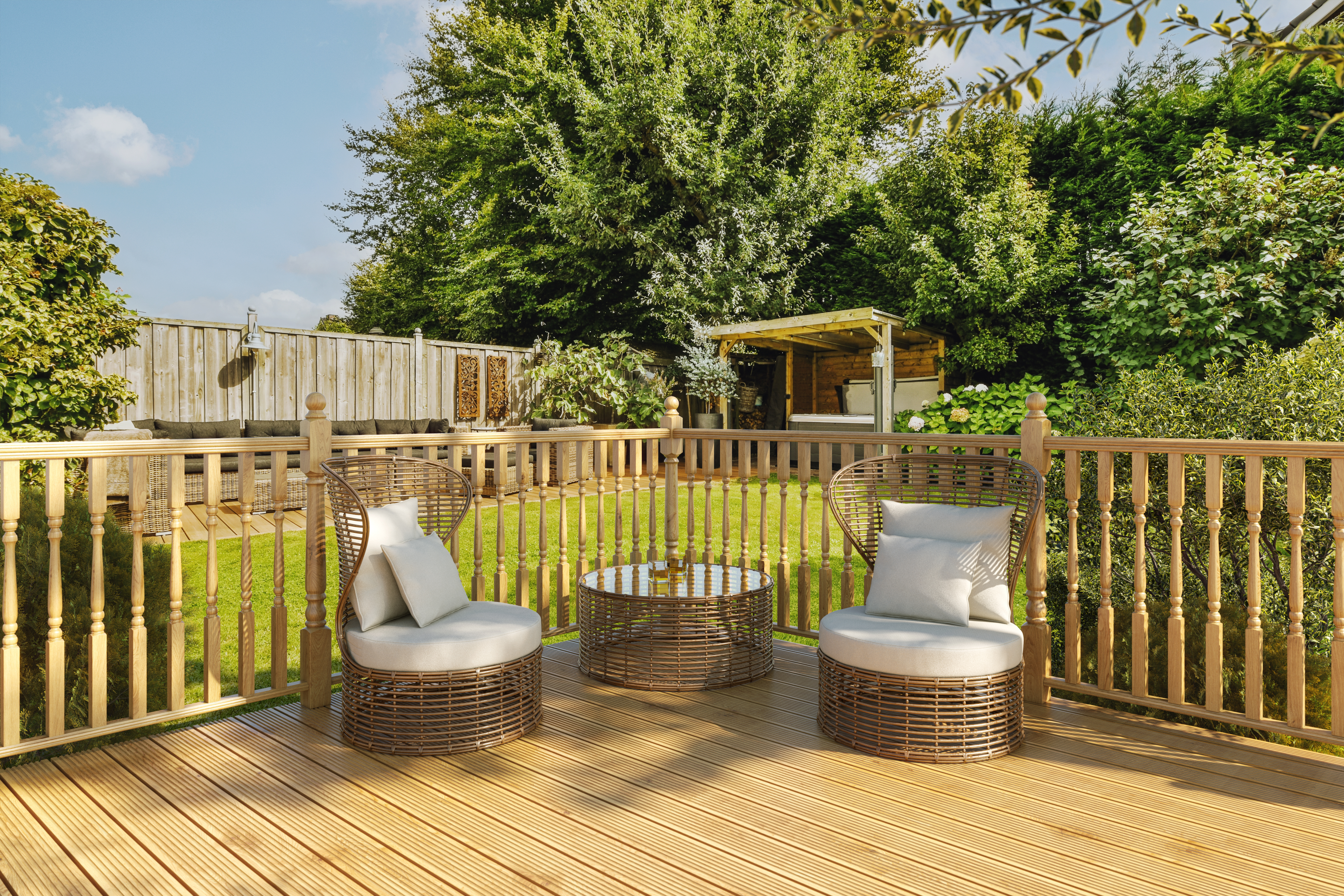 New Softwood Turned Decking Balustrade Highres